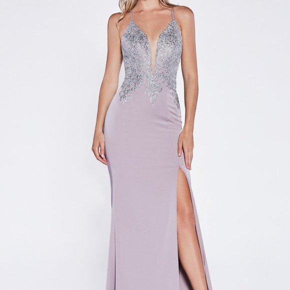 Fitted Satin Crepe Gown - CNML927